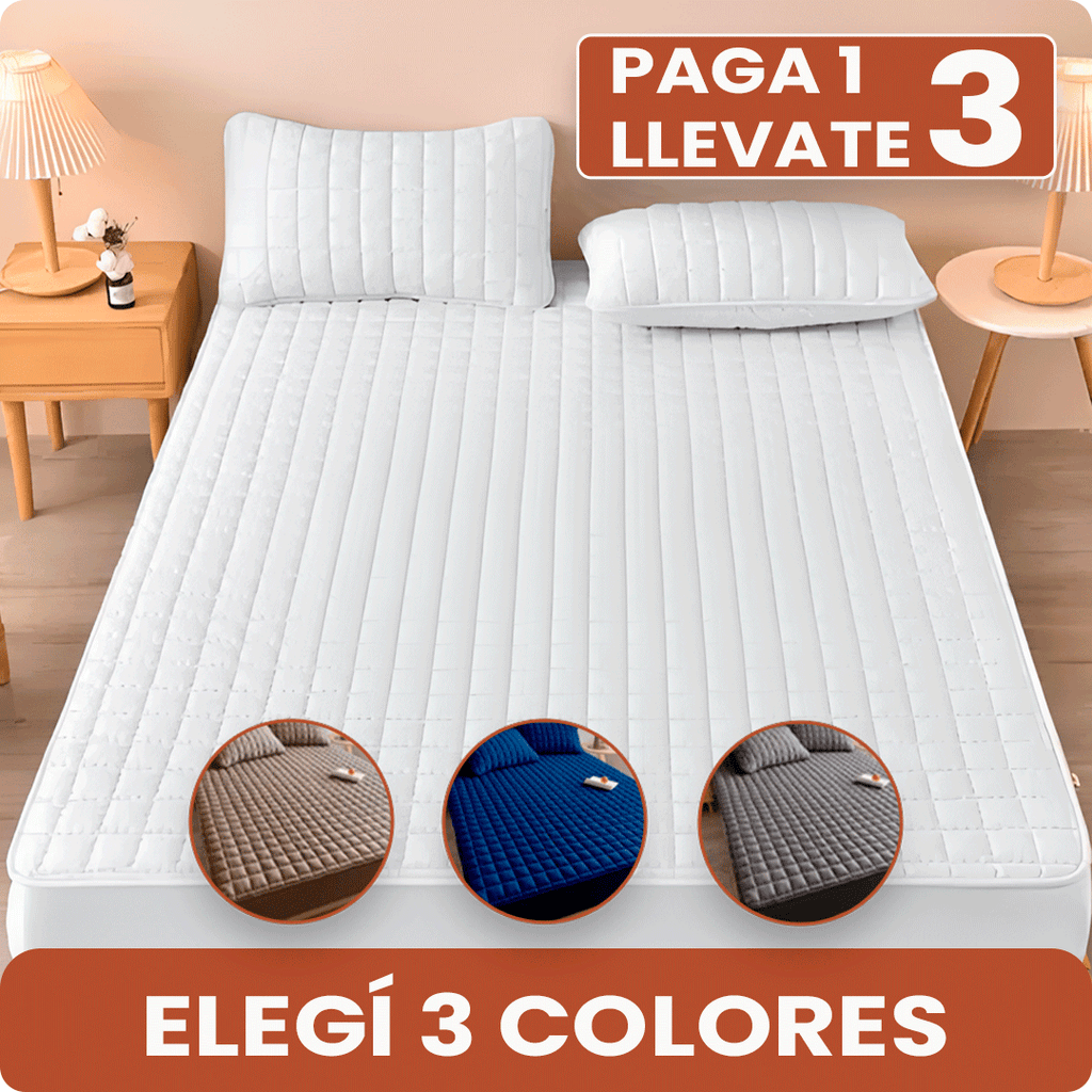 [COMPRÁ 1, LLEVÁ 3] Hydra Soft™ Juego de Cama Impermeable Premium – Sábana Ajustable + 2 Fundas