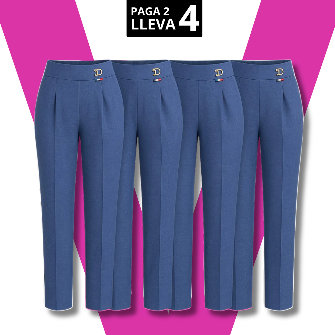 [Llevá 4, Pagá Solo 2] Pantalón Elara Femenino de Sastrería con Cintura Alta, en Seda Fría, Algodón y Lino